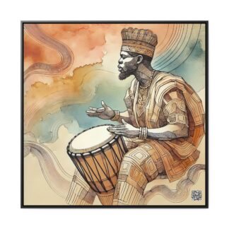 Yoruba Drummer Square Canvas, African Percussionist Wall Art, Framed Drummer Artwork, Ethnic Musician Canvas Print, Tribal Wall Decor,