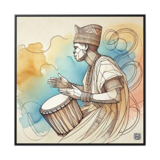 Canvas Wraps - Festive Yoruba Drummer in Traditional Regalia